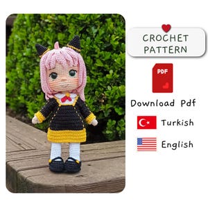 Amigurumi Doll Häkelanleitung, Rosa Puppe Schnittmuster, Pinke Puppe Schnittmuster, Amigurumi Puppe Häkelanleitung