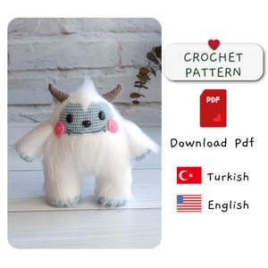 Bigfoot yeti yoko monster crochet pattern, Amigurumi monster,