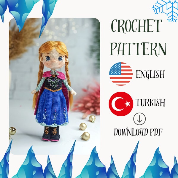 Princesa Annas Amigurumi Doll Crochet Pattern, Princess patron y Amigurumi princess