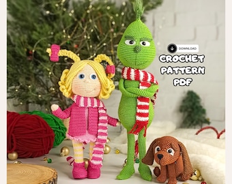 Christmas Thief Amigurumi Crochet Pattern PDF-Green Villain Doll