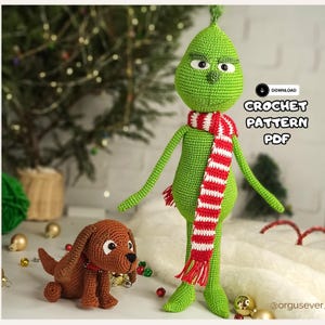 Amigurumi de ganchillo El ladrón de navidad, Villano verde de ganchillo, Amigurumi Navidad, Navidad de ganchillo, Patrón de Navidad, Criatura de nieve verde