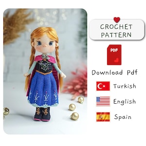 Prinzessin Annas Amigurumi Doll Häkelanleitung, Prinzessinnen muster, Amigurumi prinzessin, Häkelpuppe, Häkelprinzessin