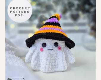 Patrón de ganchillo de fantasma de Halloween, peluche de bruja amigurumi (patrón en PDF)
