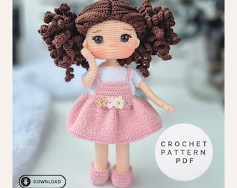 Cute Crochet Doll Pattern PDF, Amigurumi Girl Doll Tutorial, Instant Download, Crochet Toy Pattern, DIY Handmade Doll, English Pattern