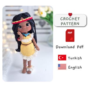Princess Crochet pattern,princess doll,Brown doll crochet pattern,amigurumi doll pattern