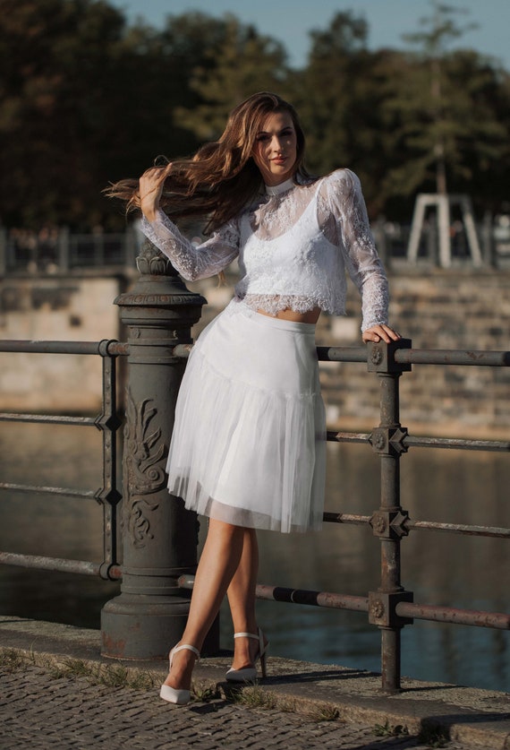 Buy Tulle Skirt Bridal Skirt Registry Office Short White Soft