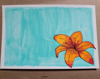Postal floral en acuarela