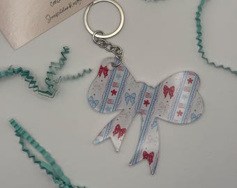 Preppy and Patriotic Acrylic Bow Keychain