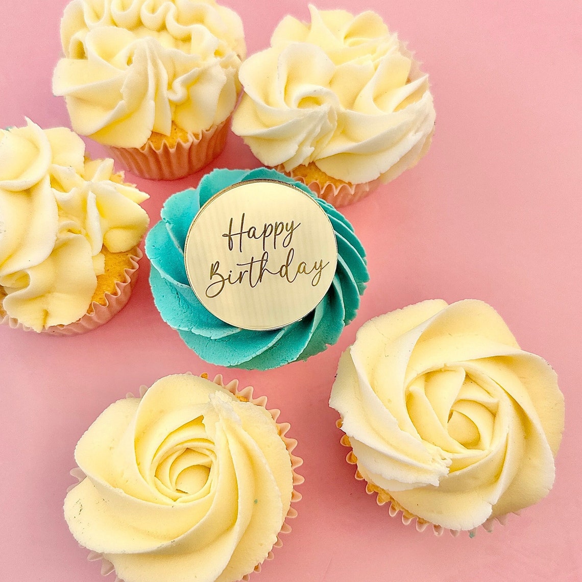 5 X Happy Birthday Cake Toppers Birthday Cake Charms Gold Silver Gold