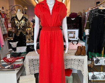 1970s Retro Red Jumpsuit