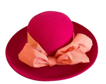 1960s Hot Pink Wide Brim Derby Hat
