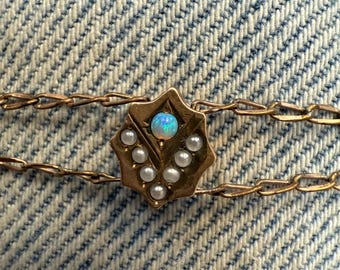 Antique 1900s Victorian Pearl & Opal Watch Chain