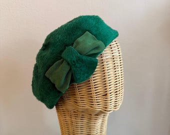 1950s Emerald Green Felt Tam Hat