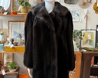 1960s Dark Brown Faux Fur Coat