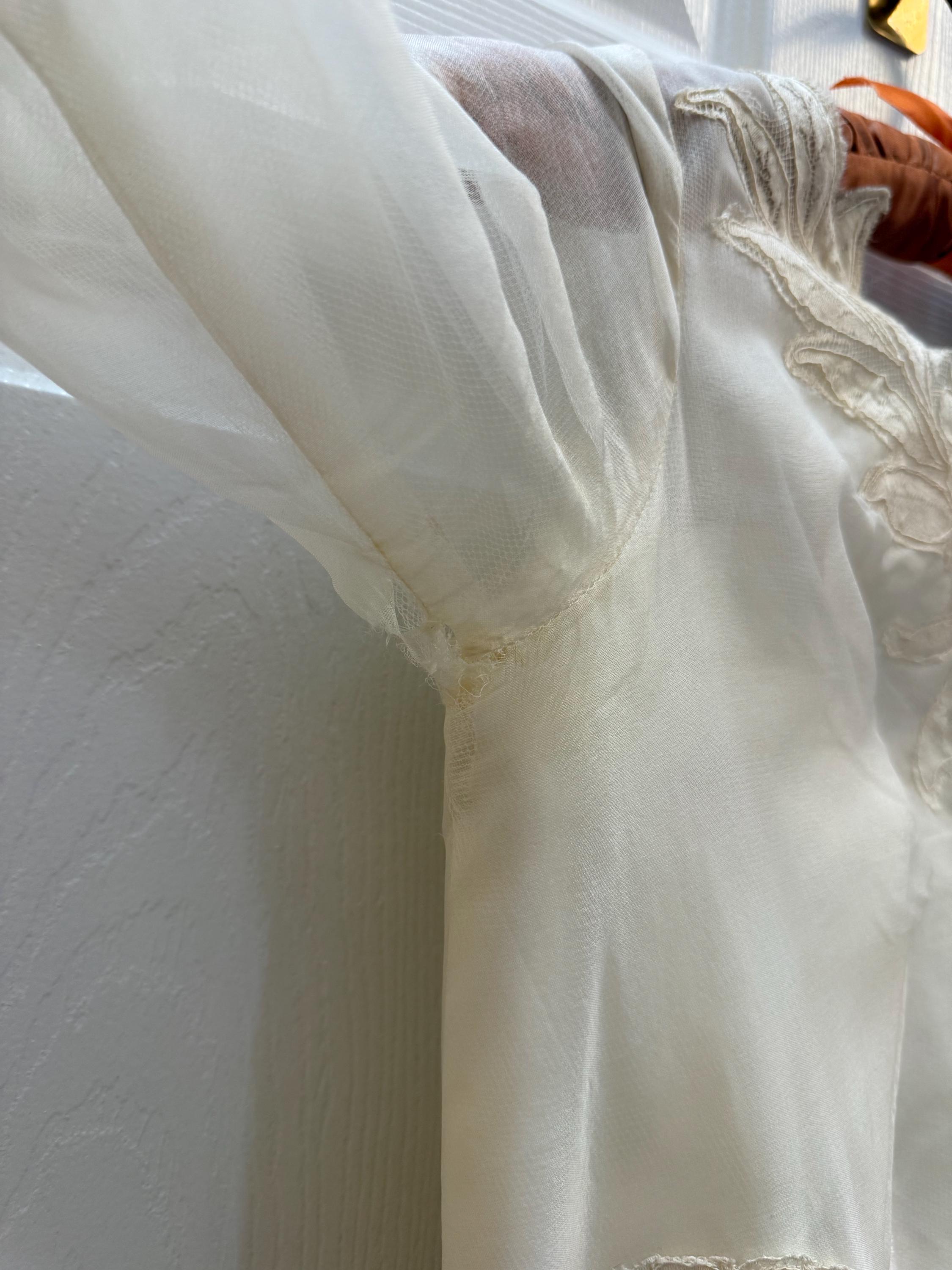 Rare 1950s Swan Wedding Gown - Ivory With Lace Floral Appliqué and Full ...