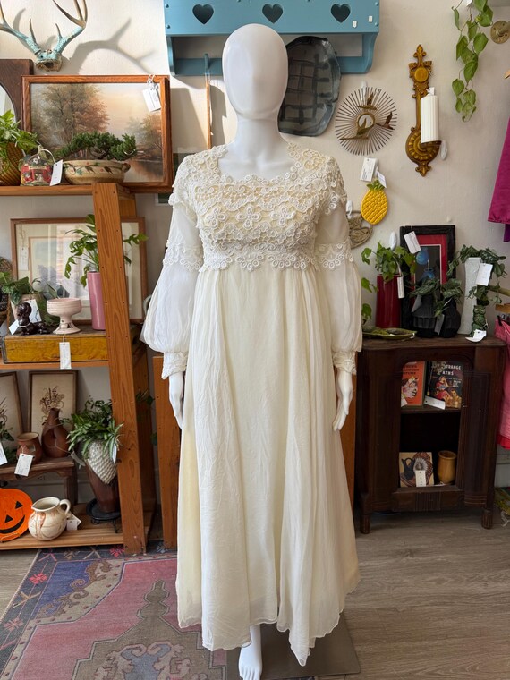 Vintage Alfred Angelo Wedding Dress Ivory Lace Chiffon Long Sleeve Gown -  Etsy