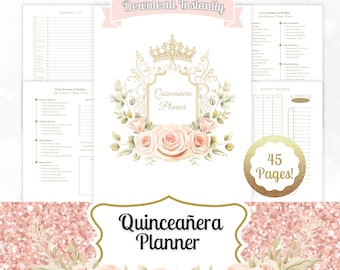 Ultimate Quinceañera Planner - Instant Download, 45 Pages, 15th Birthday PDF, XV Años, Mis Quince Printable, Quinceanera Checklist 11A