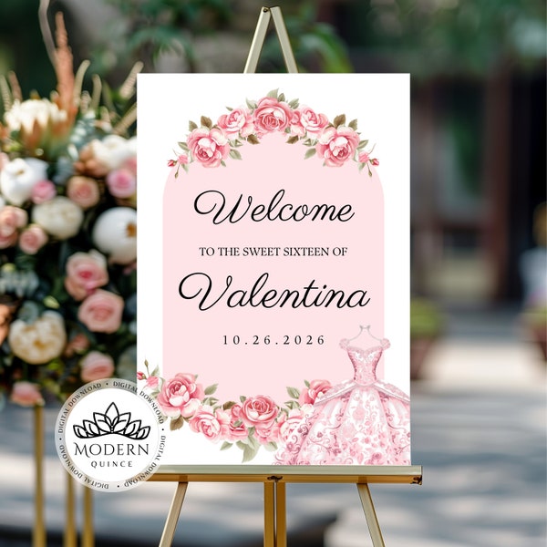 Sweet Sixteen Welcome Sign - DIY Custom Sign Editable Template, Instant Download Printable, Entrance Sign, Signage Décor, Event decor W5