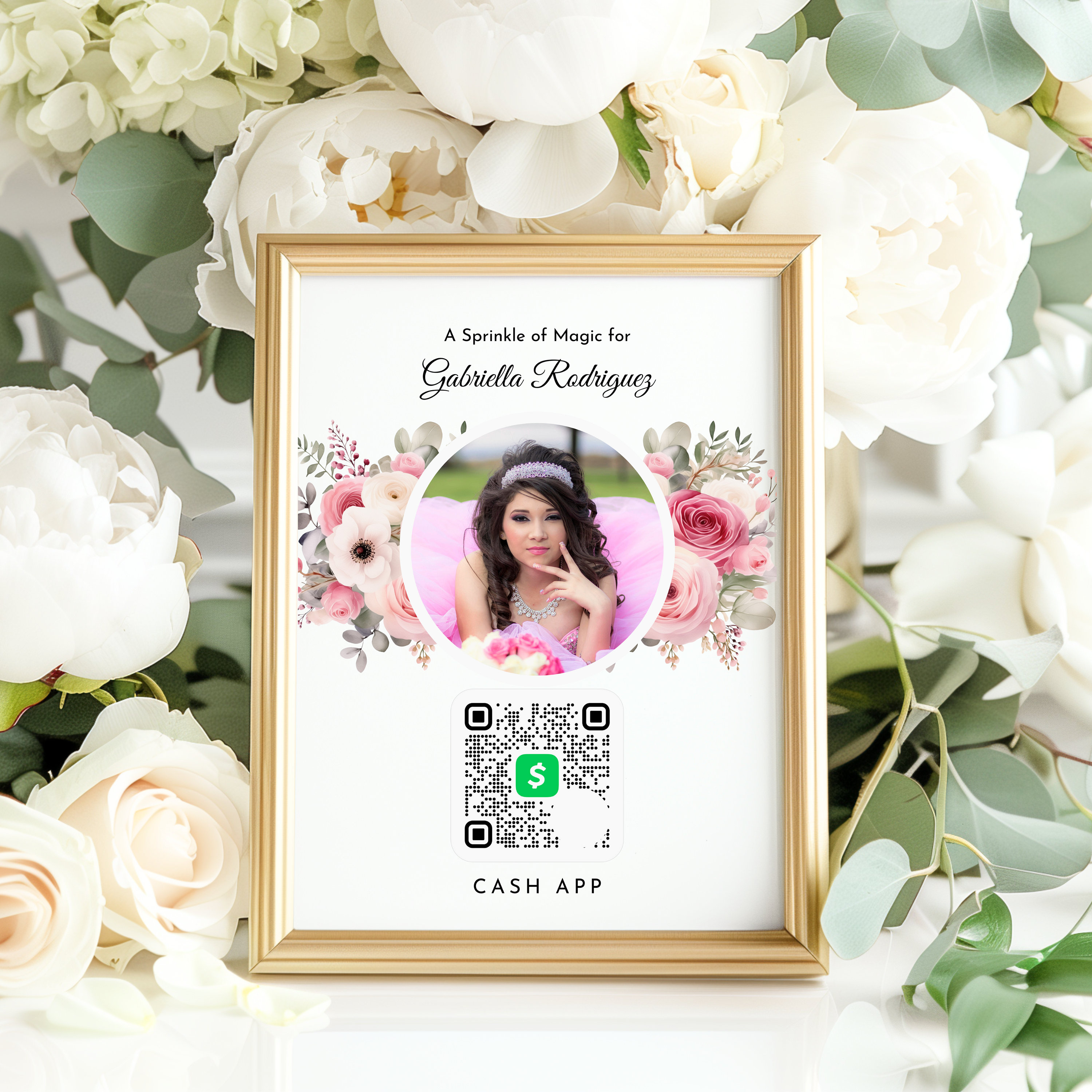 Editable Quinceañera Cash App Sign Template | Customizable Digital Download | Instant Access | Cash App Sign | Party Décor, Event decor 67C