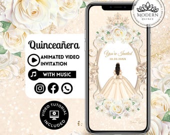 Invitación de video de quinceañera - Canva Quinceanera, Invitación de quinceañera, Video personalizado XVaños, XV 15 anos cumpleaños