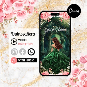 Quinceañera Video Invite - Canva Quinceanera, Quince Invitation, Personalized Video Evite, Animated Invitation, Sweet 15th Birthday 8C