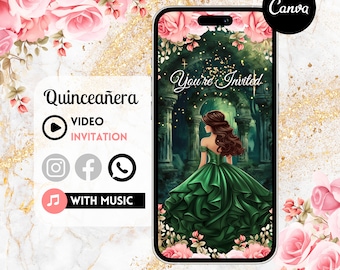 Quinceañera Video Invite - Canva Quinceanera, Quince Invitation, Personalized Video Evite, Animated Invitation, Sweet 15th Birthday 8C