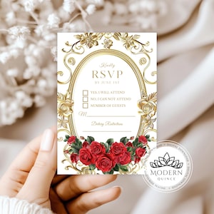 Modello di biglietto RSVP / Opzioni di stampa professionale e domestica / Download immediato / Tutorial video incluso / Matrimonio, Quinceañera, Festa - R2