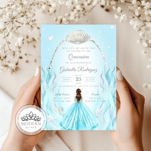 Quinceaños Einladung - elegante und bearbeitbare Vorlage - Quince 15 Años Geburtstag - Sweet Sixteen 16 - Sofortiger Download - Canva Edit - 142C