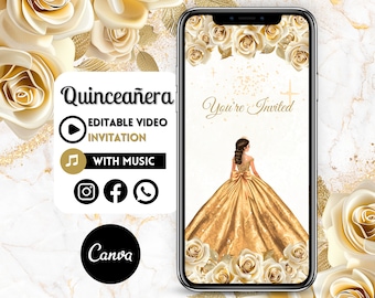 Quinceañera Invitation - Quinceanera Phone Invite, Quince Invitation, Personalized Video Evite, Animated Invitation, Sweet 16 Invitation 52C