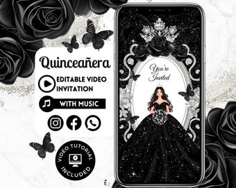 Quinceañera Video Invite - Canva Quinceanera, Quince Invitation, Personalized Video Evite, Animated Invitation, Sweet 15 Birthday 106C