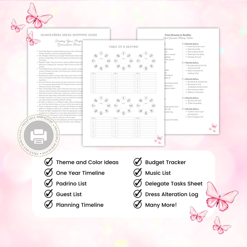 Ultimate Quinceañera Planner - Instant Download, 45 Pages, 15th Birthday PDF, XV Años, Mis ...