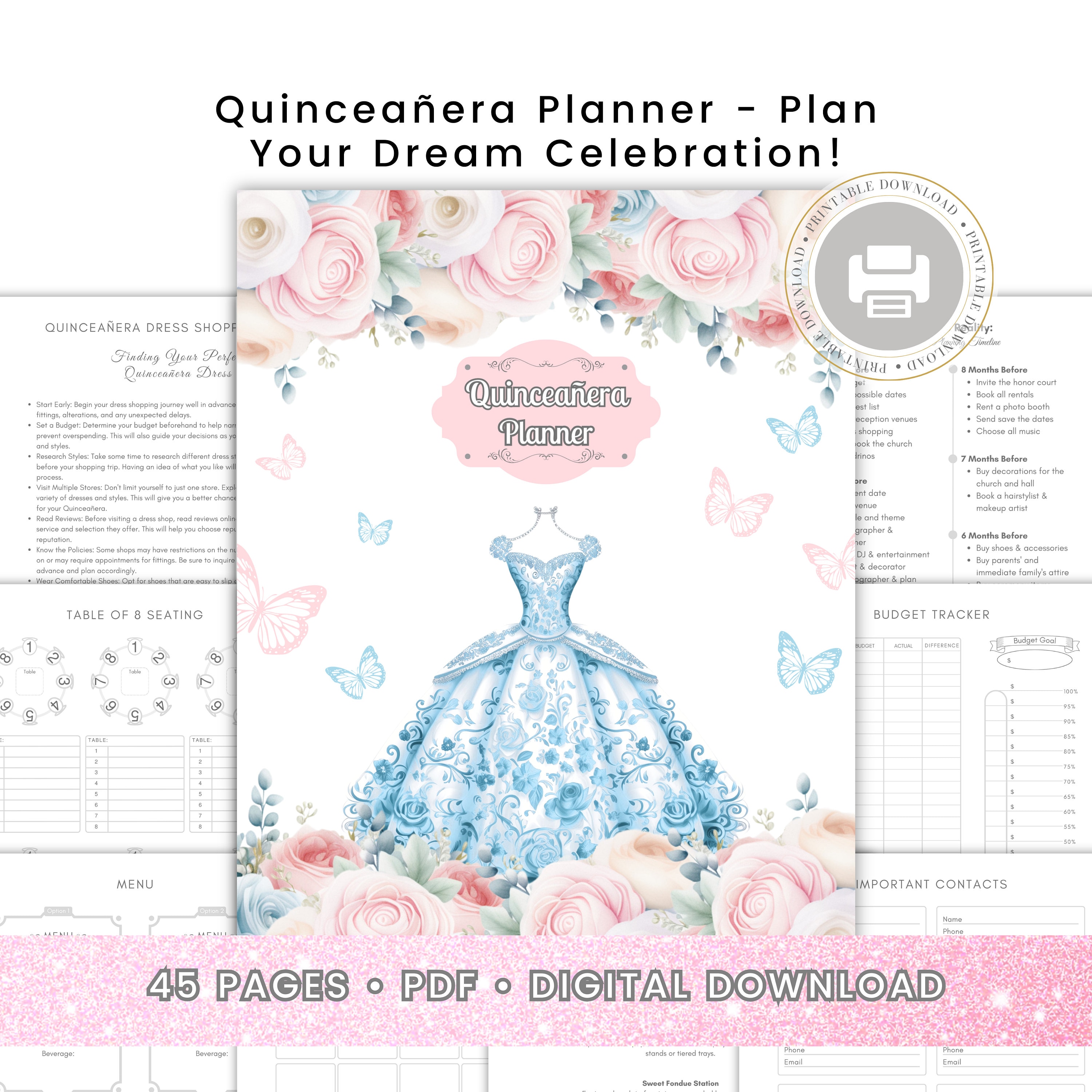Ultimate Quinceañera Planner - Instant Download, 45 Pages, 15th ...