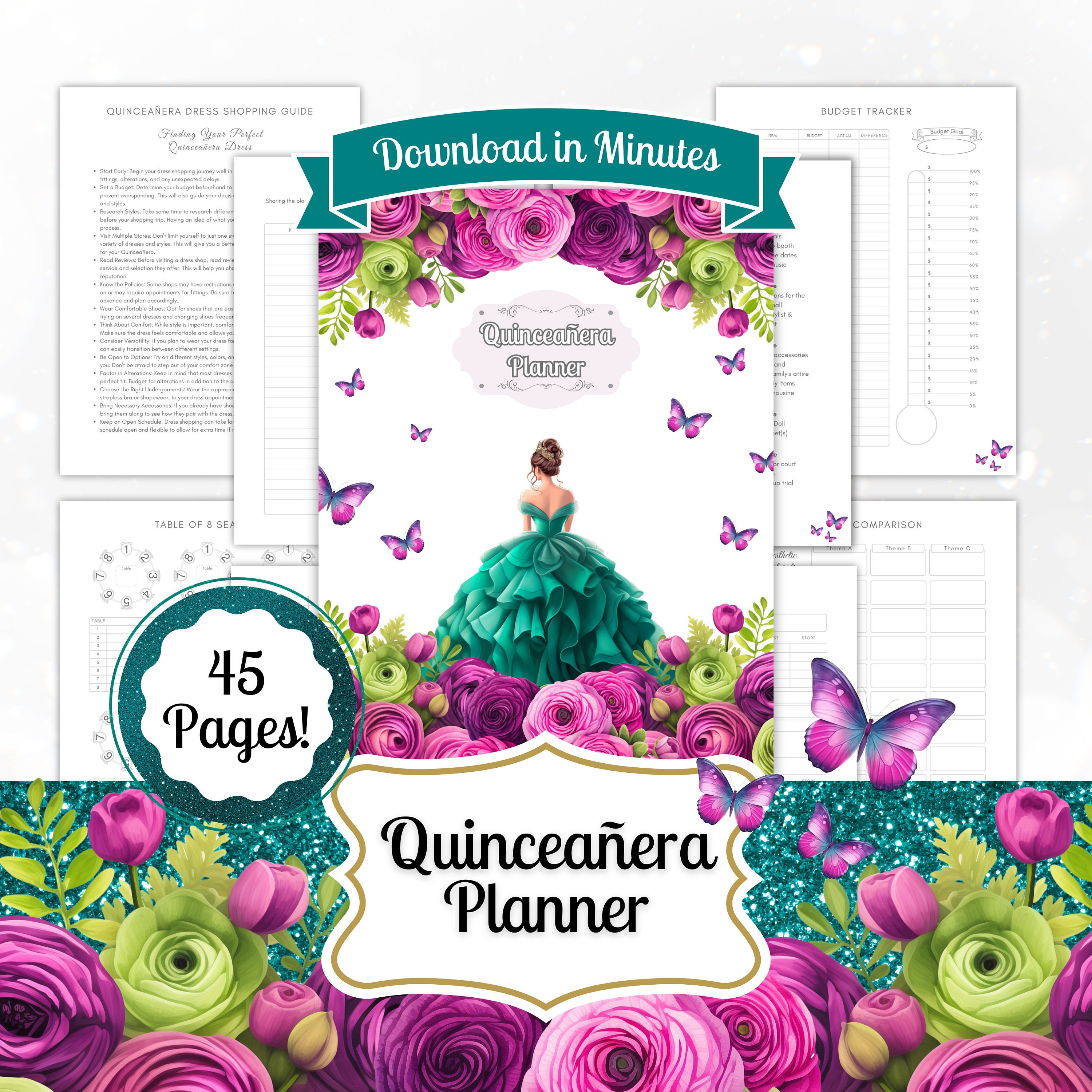 Ultimate Quinceañera Planner Instant Download, 45 Pages, 15th Birthday PDF, XV Años, Mis Quince ...