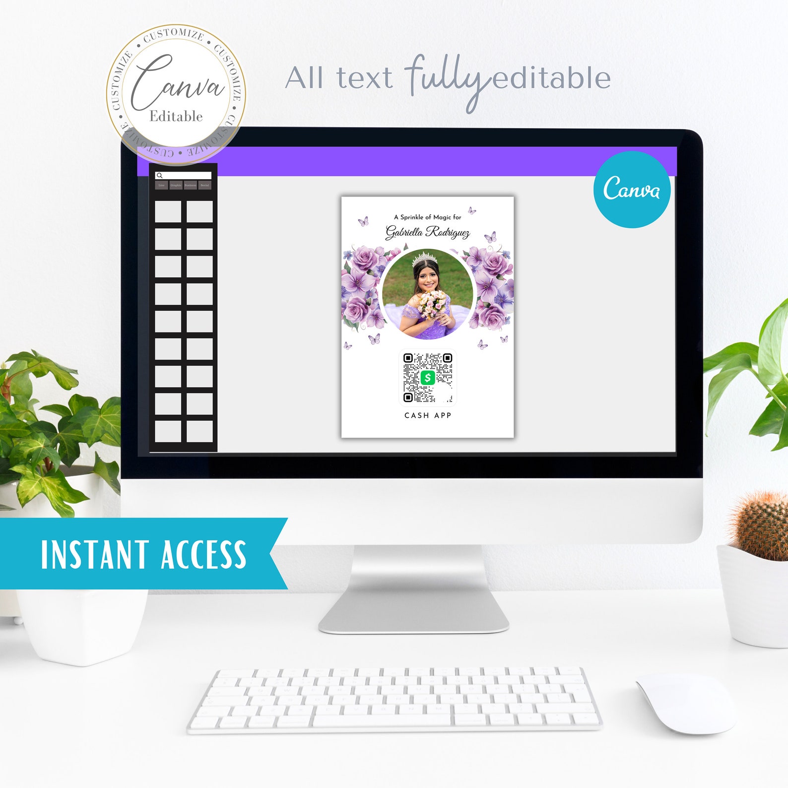 Editable Quinceañera Cash App Sign Template | Customizable Digital ...