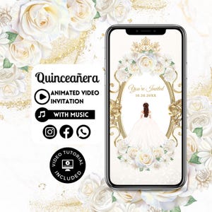 Quinceañera Video Invite - Canva Quinceanera, Quince Invitation, Personalized Video Evite, Animated Invitation, Sweet 15th Birthday 161C