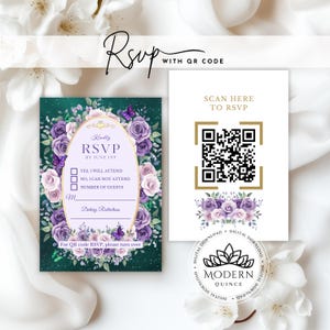 QR-Code Antwortkartenvorlage | Professionelle & Heimdruckoptionen | Sofortdownload | Video-Tutorial inklusive | Hochzeit, Quinceañara - RQ5