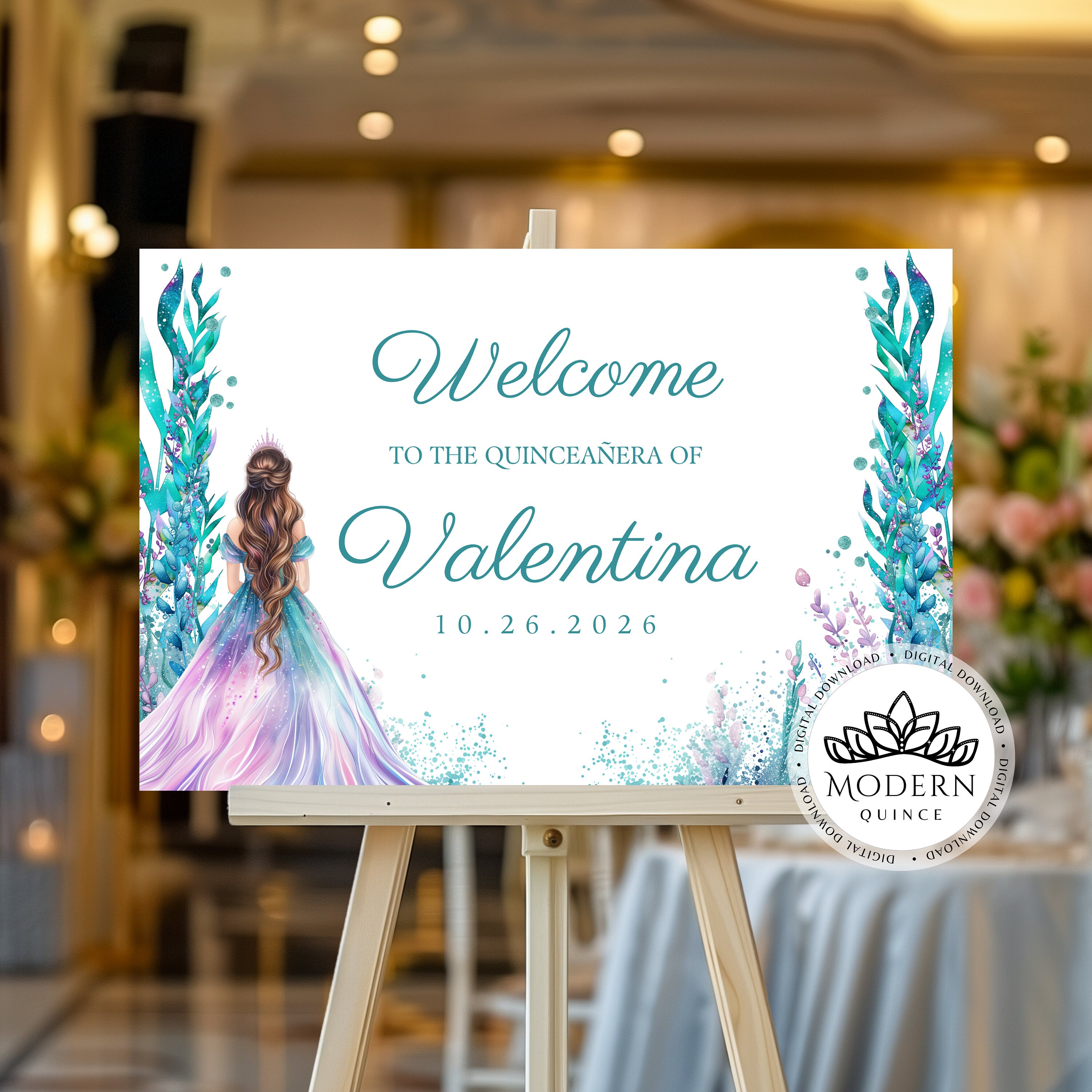 Quinceañera Welcome Sign DIY Quinceanera Editable Template, Instant ...