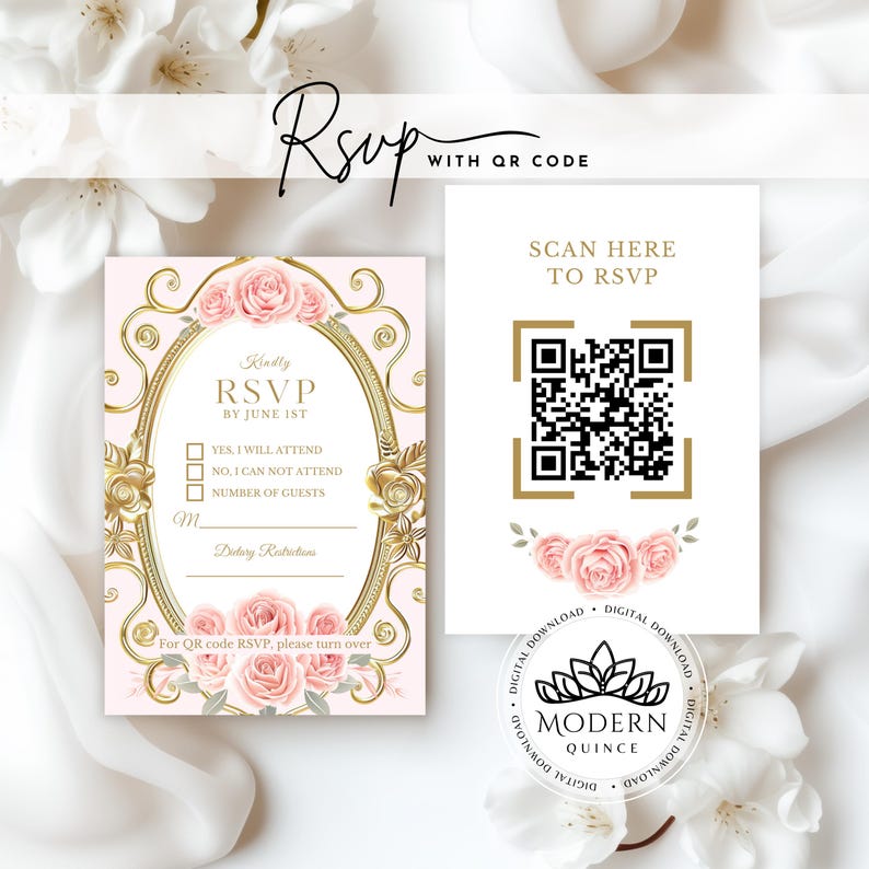 QR Code RSVP Card Template | Professional & Home Printing Options ...