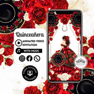 Invitación de video de quinceañera - Canva Quinceanera, Invitación de quinceañera, Video personalizado XVaños, XV 15 anos cumpleaños