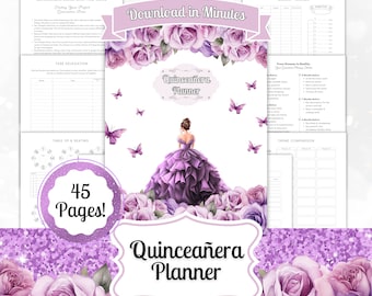 Ultimate Quinceañera Planner - Instant Download, 45 Pages, 15th Birthday PDF, XV Años, Mis Quince Printable, Quinceanera Checklist 5A