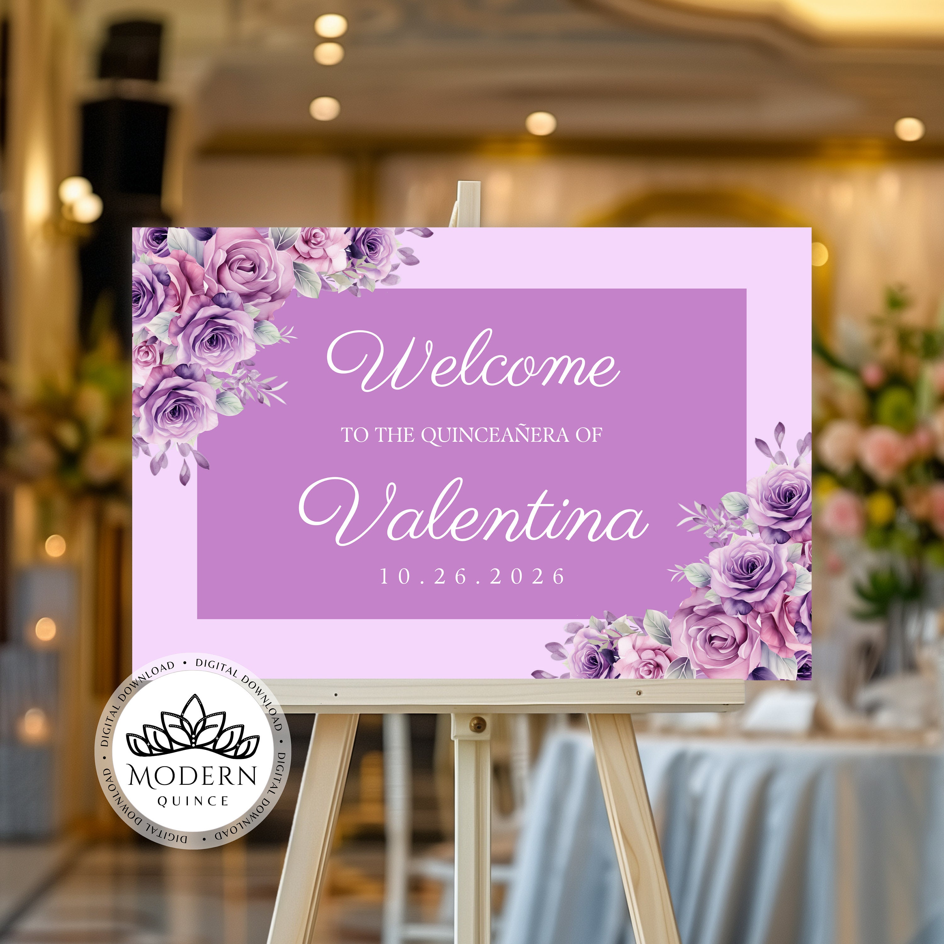 Quinceañera Welcome Sign DIY Quinceanera Editable Template, Instant ...