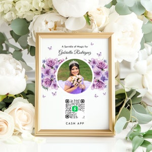 Plantilla editable de signo de aplicación de efectivo de Quinceañera / Descarga digital personalizable / Acceso instantáneo / Signo de aplicación de efectivo / Decoración de fiesta, Decoración de eventos 68C