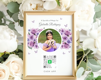 Editable Quinceañera Cash App Sign Template | Customizable Digital Download | Instant Access | Cash App Sign | Party Décor, Event decor 68C