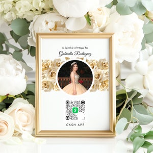 編集可能な Quinceañera Cash App サイン テンプレート | カスタマイズ可能なデジタル ダウンロード | 即時アクセス | Cash App サイン | パーティー装飾、イベント装飾 69C