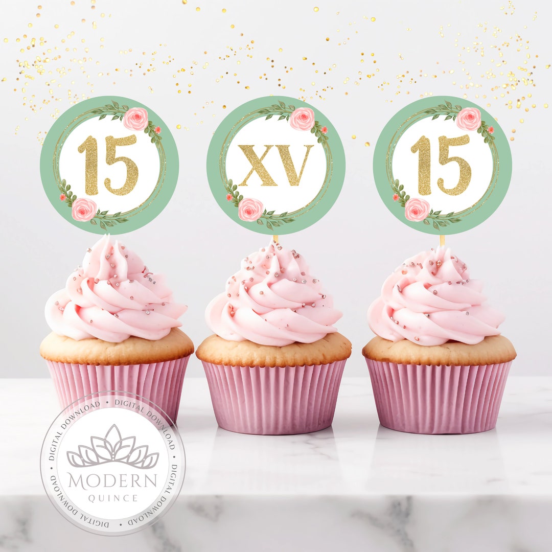 Quinceañera Cupcake Toppers Enchanted Forest Theme Digital Download