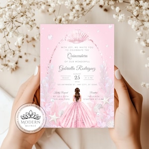 Faire-part de Quinceañera - modèle élégant et modifiable - anniversaire de coing 15 ans - Sweet Sixteen 16 - téléchargement immédiat - édition sur toile - 143 C