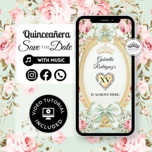 Quinceañera Video Save the Date - Quince Invitation, Animated Invitation, XV Birthday Invitation, Sweet 16 Birthday, Girl Pink Birthday 189C