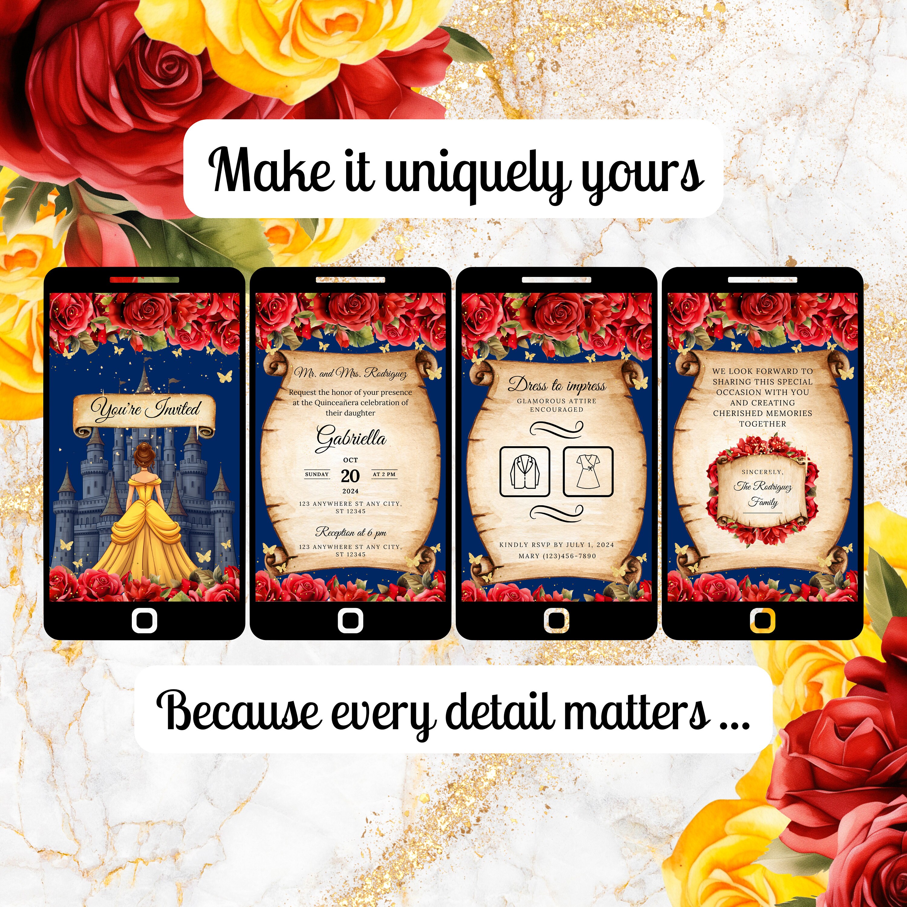 Quinceañera Video Invite - Canva Quinceanera, Quince Invitation ...