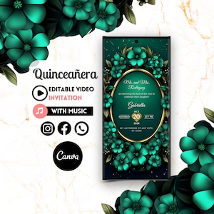 Quinceañera Video Invite - DIY Canva Quinceanera, Quince Invitation, Personalized Video Evite, Animated Invitation, Sweet 15th Birthday 26C