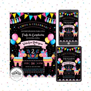 Convite de aniversário para meninas | Download instantâneo | Convite personalizado para festa | Digital ou para impressão | Cartão editável faça você mesmo | Espanhol Espanhol 05K